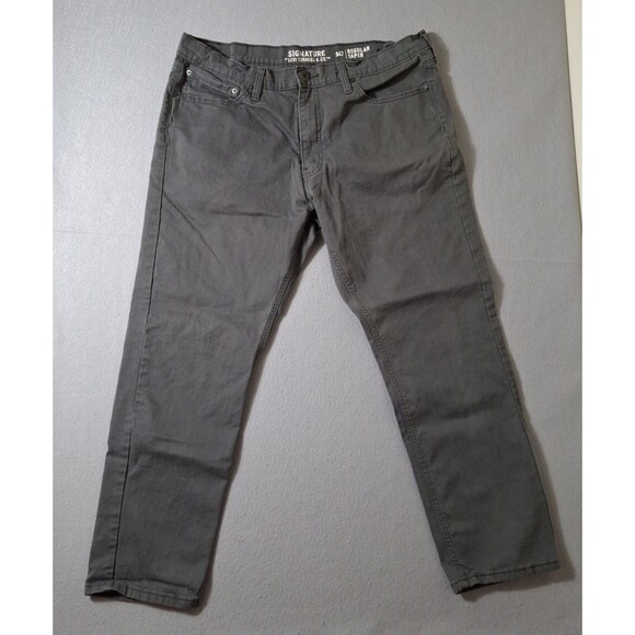 Signature Levis Mens Jean Pants 38x30 Muted Olive Regular Taper S47 EUC - Picture 1 of 13